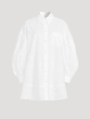 Signature Sleeve Embroidered Shirt Dress