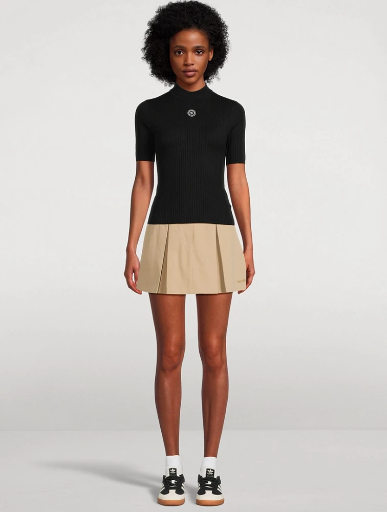 Serif Logo Cotton Mini Skirt