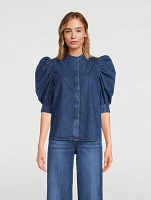 Gillian Short-Sleeve Denim Shirt