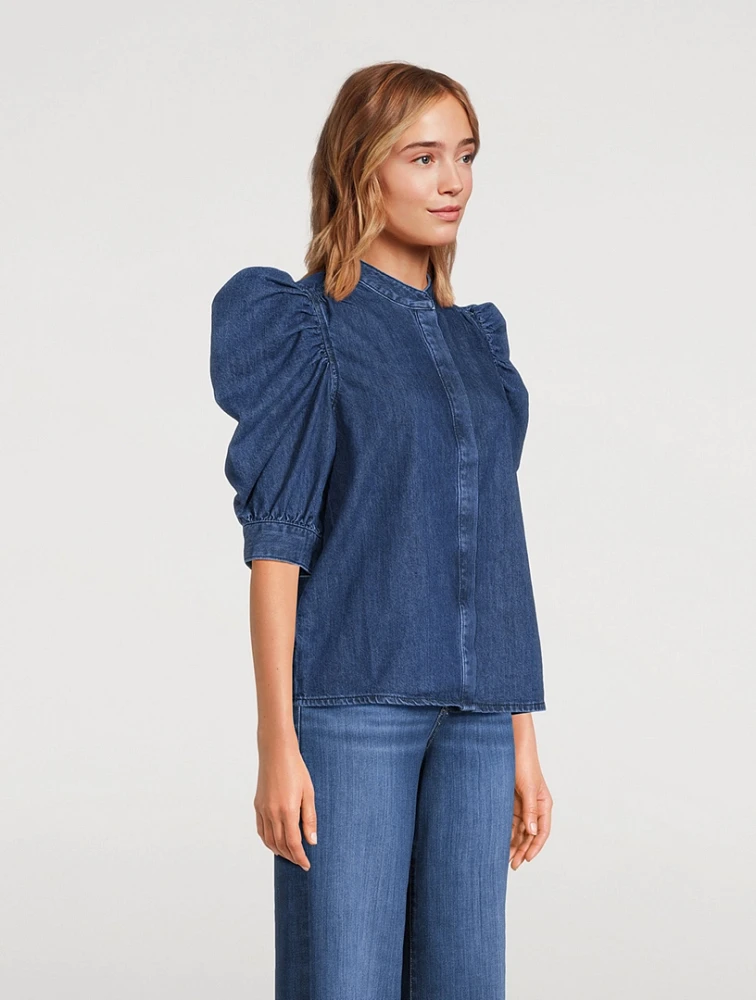 Gillian Short-Sleeve Denim Shirt