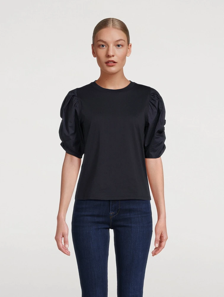 Pleated Puff Sleeve T-Shirt