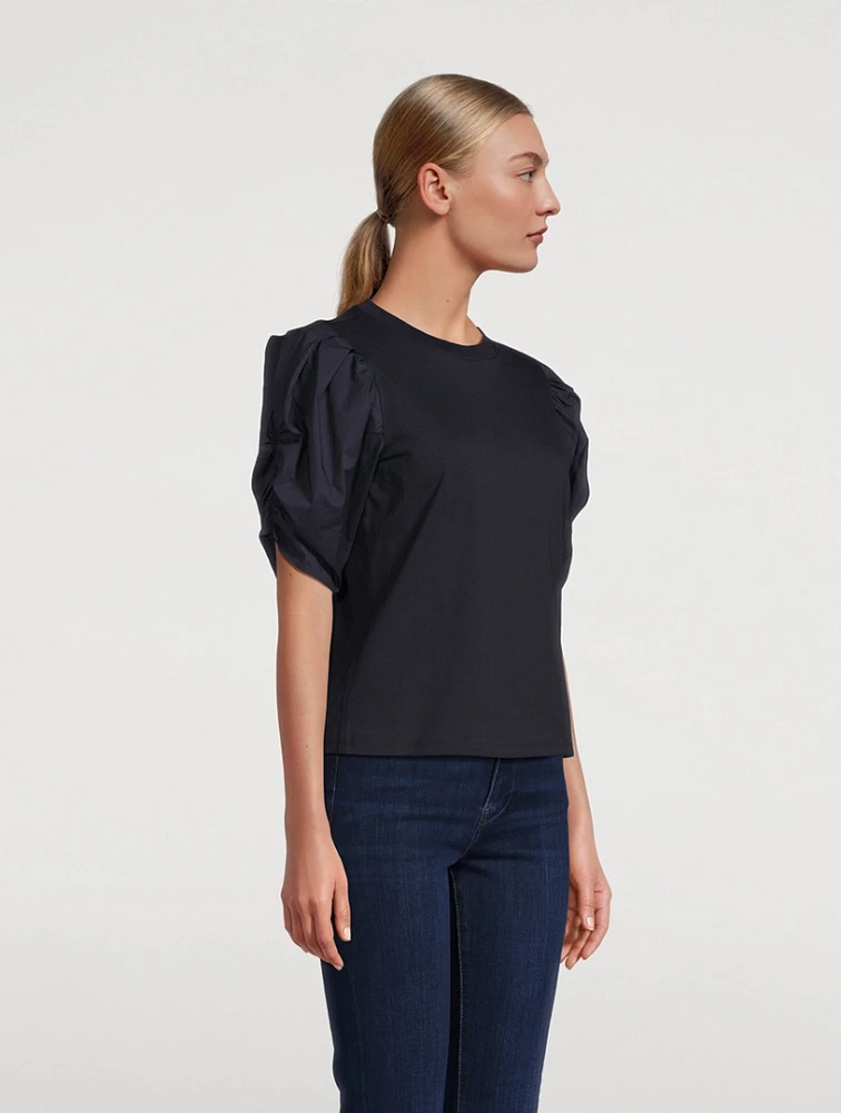 Pleated Puff Sleeve T-Shirt