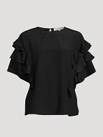 Silk Ruffle Sleeve Blouse