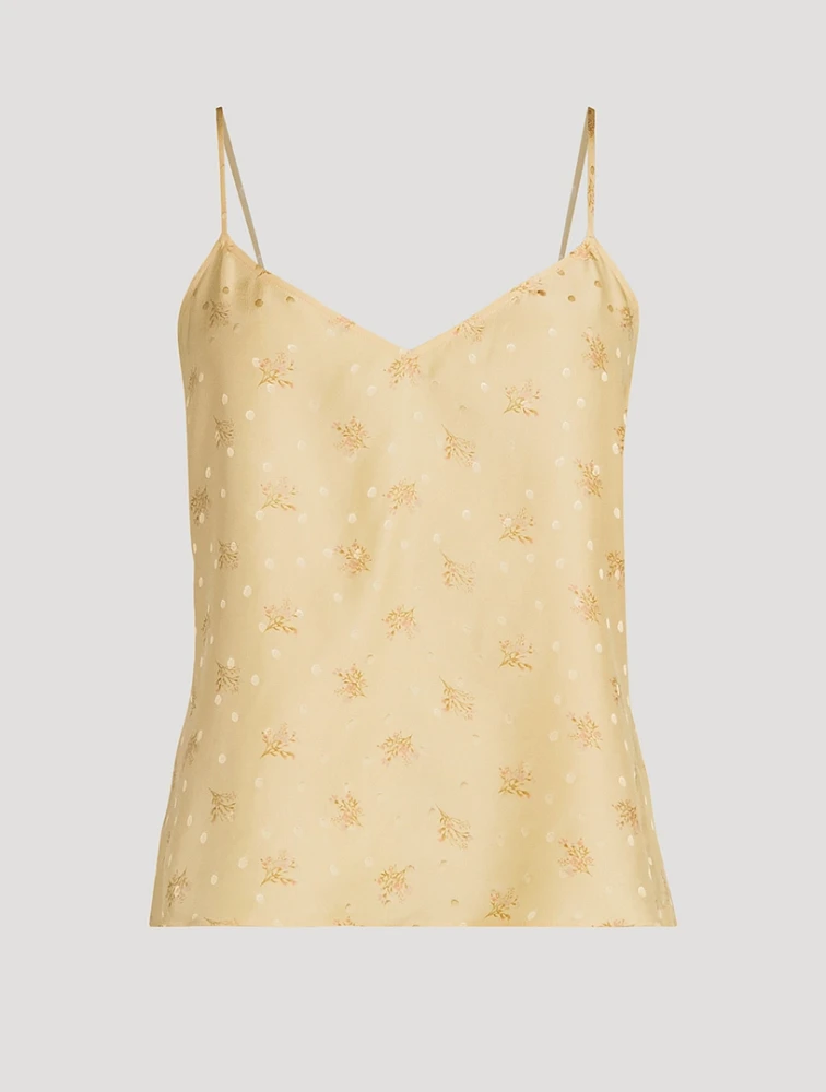 Silk V-Neck Cami Top Floral Print