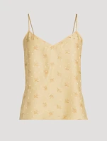 Silk V-Neck Cami Top Floral Print