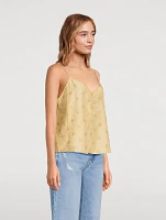 Silk V-Neck Cami Top Floral Print