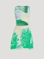 Hibiscus Window Jacquard Cut-Out Mini Dress