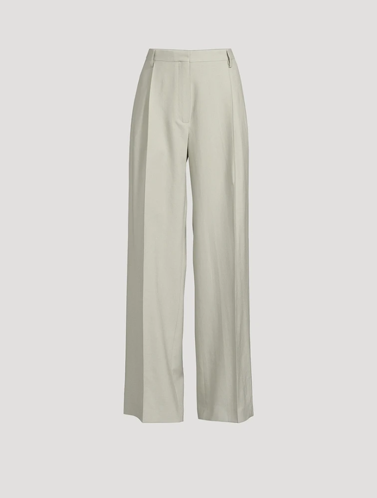 Portia Wide-Leg Wool Tuxedo Trousers