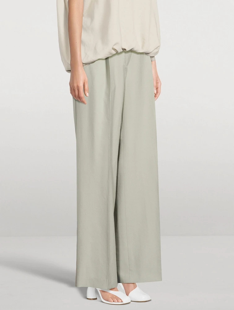 Portia Wide-Leg Wool Tuxedo Trousers