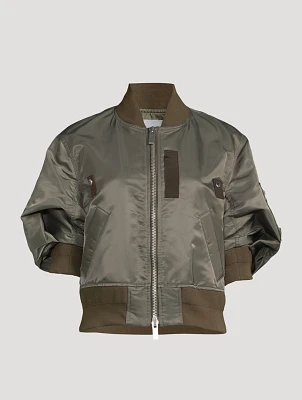 Puff-Sleeve Nylon Twill Blouson Bomber Jacket