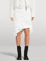 Asymmetric Denim Midi Skirt