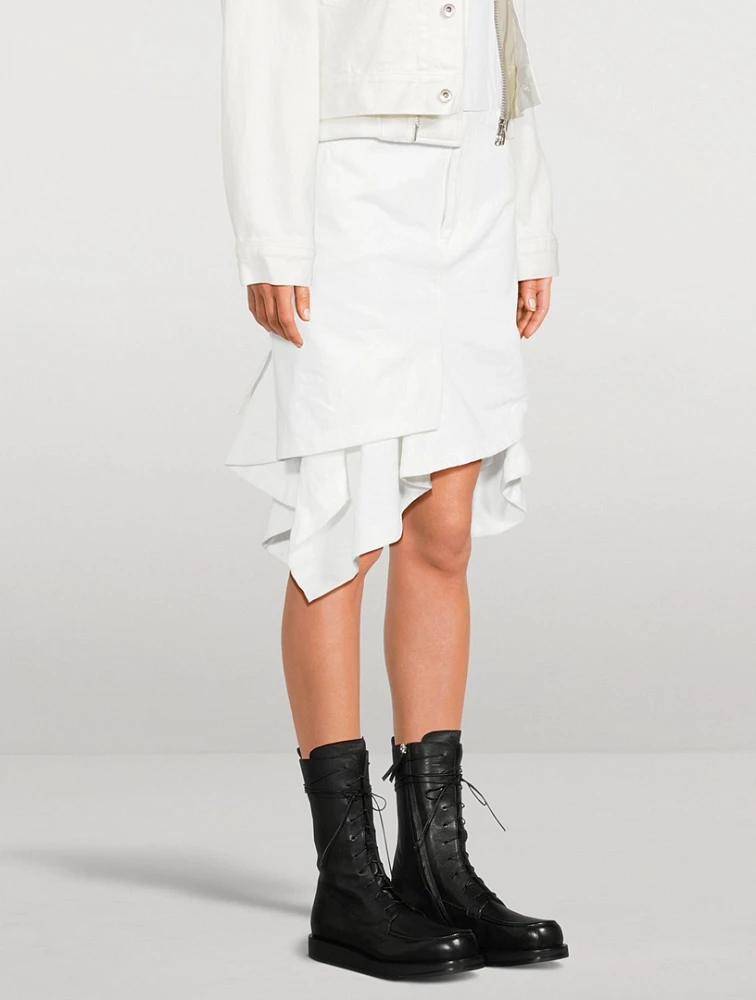 Asymmetric Denim Midi Skirt
