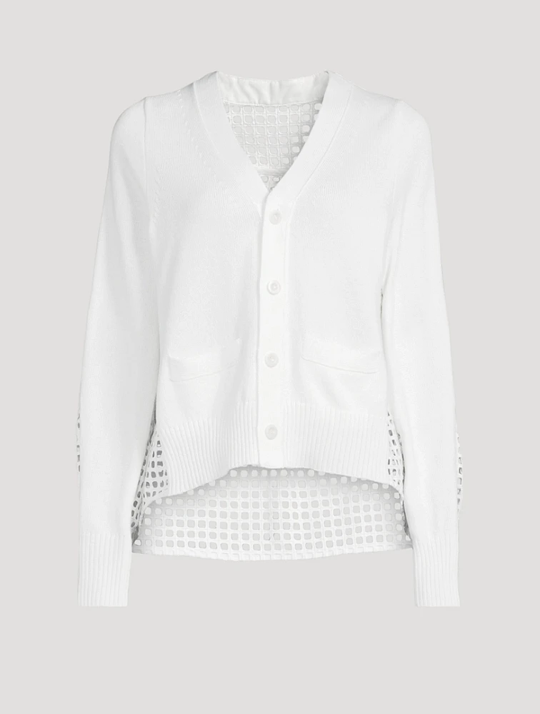 Perforated-Back Cardigan