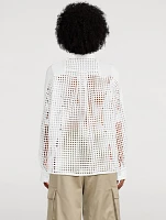 Perforated-Back Cardigan