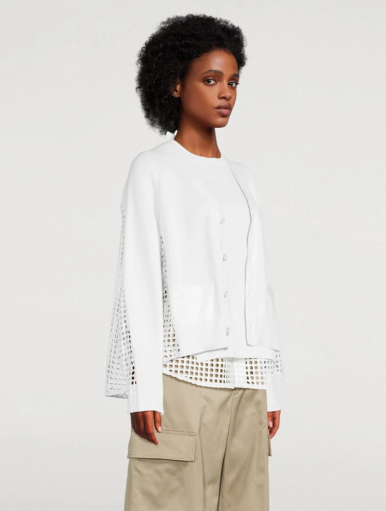 Perforated-Back Cardigan