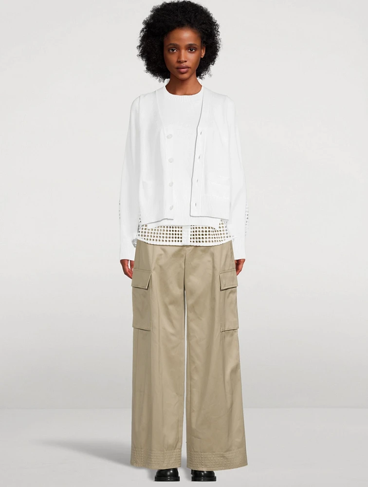 Perforated-Back Cardigan