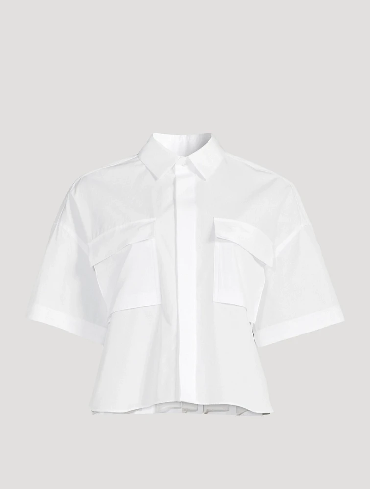 Pleated-Back Cropped Shirt
