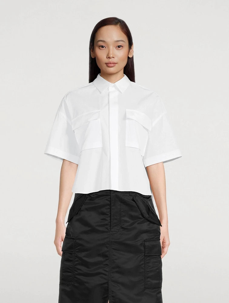 Pleated-Back Cropped Shirt