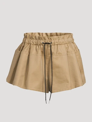 Cotton Gabardine Pleated Shorts
