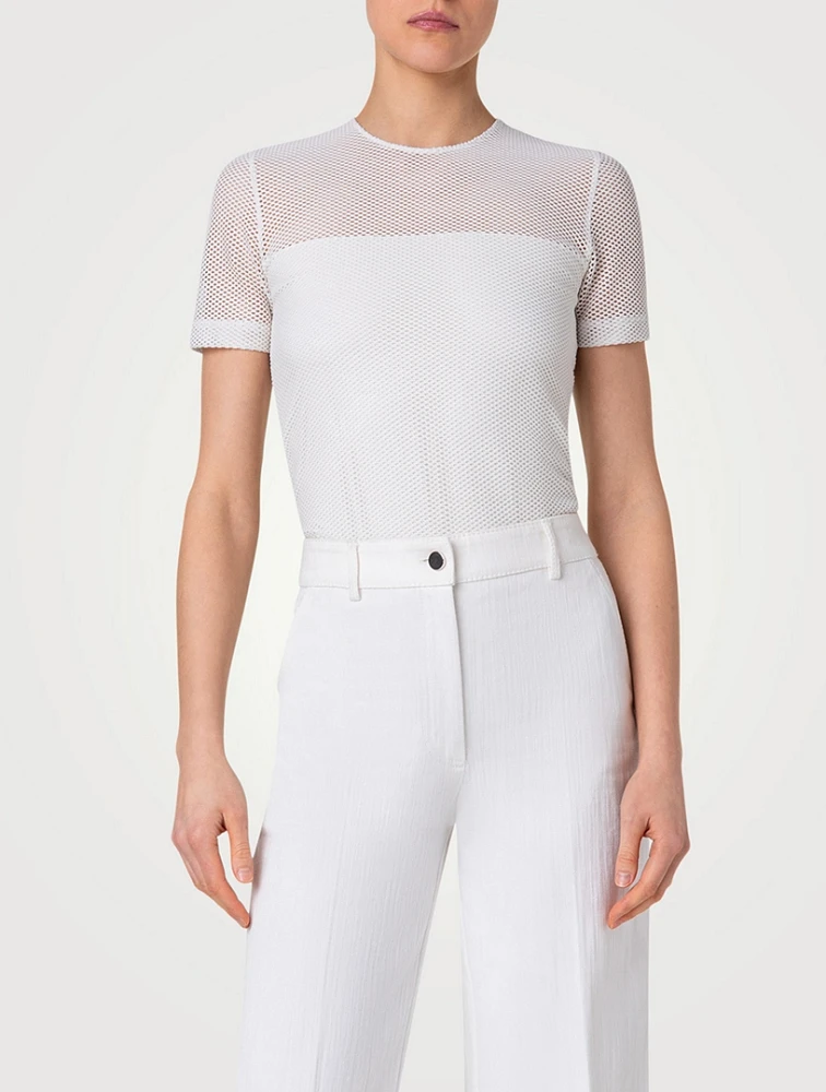 Pin Dot Mesh Fitted Shirt