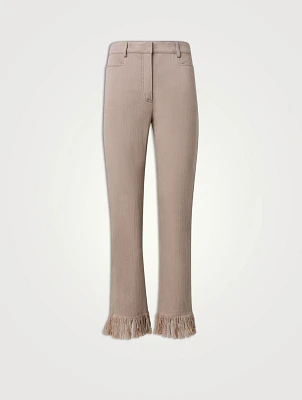 Marli Straight-Leg Ankle Pants With Fringe