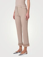 Marli Straight-Leg Ankle Pants With Fringe