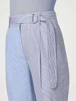 Fred Cotton Poplin Belted Pants Striped Print