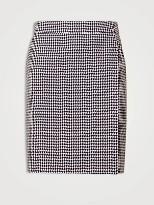 Wool-Blend Mini Skirt Houndstooth Print