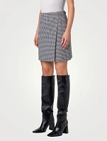 Wool-Blend Mini Skirt Houndstooth Print