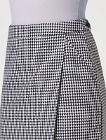 Wool-Blend Mini Skirt Houndstooth Print