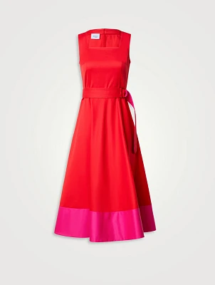 Colourblock Poplin Midi Dress