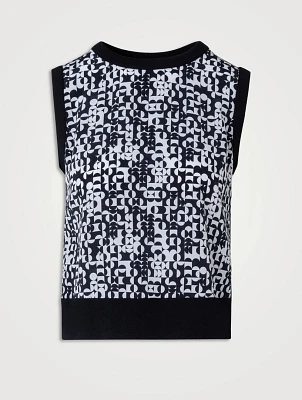 Printed Silk And Wool Sleeveless Sweater