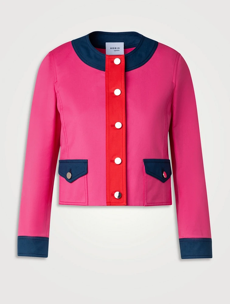 Colourblock Cotton Gabardine Jacket
