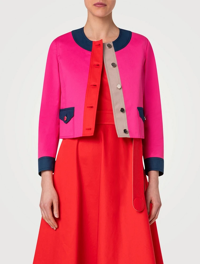 Colourblock Cotton Gabardine Jacket