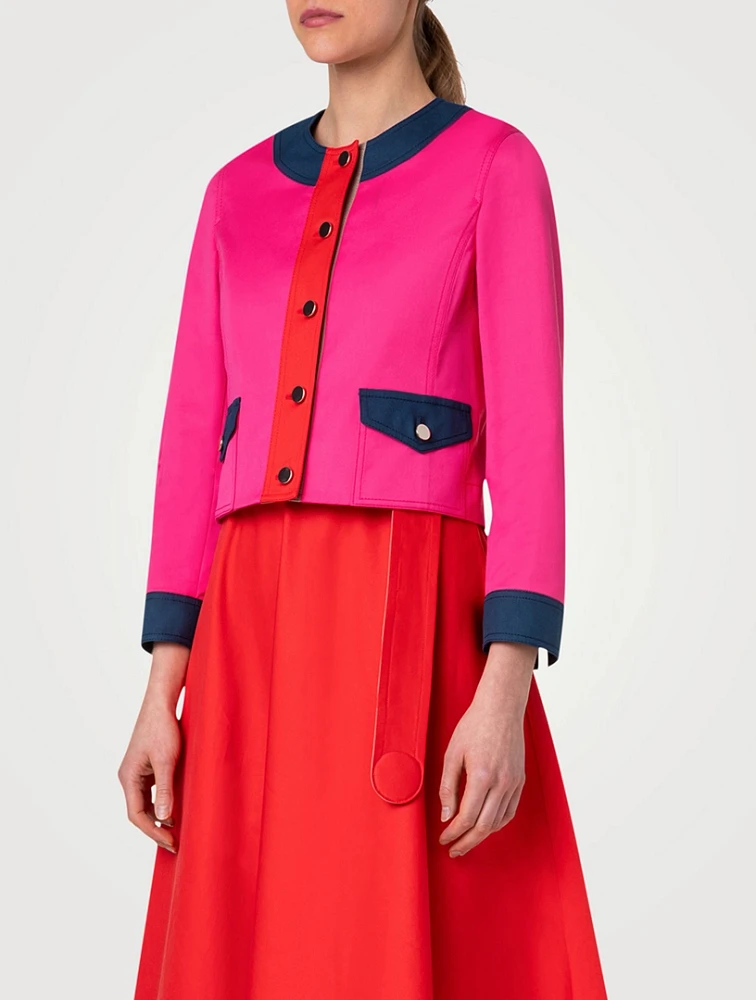 Colourblock Cotton Gabardine Jacket