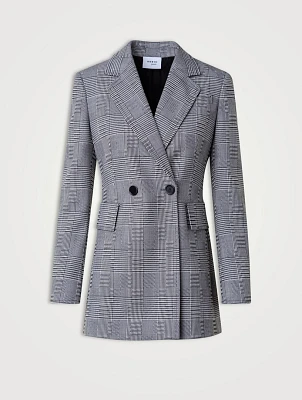 Double-Breasted Glen Check Wool Blazer