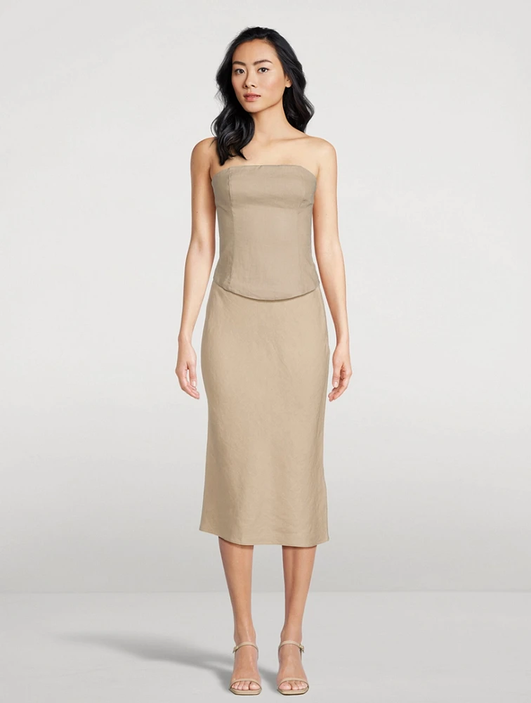 Saagneta Linen Midi Skirt