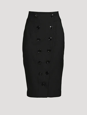 Button-Trimmed Pencil Skirt