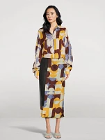 Casia Oversized Silk Shirt Geometric Print