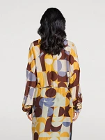 Casia Oversized Silk Shirt Geometric Print