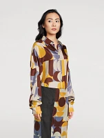 Casia Oversized Silk Shirt Geometric Print