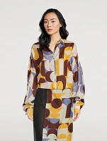 Casia Oversized Silk Shirt Geometric Print