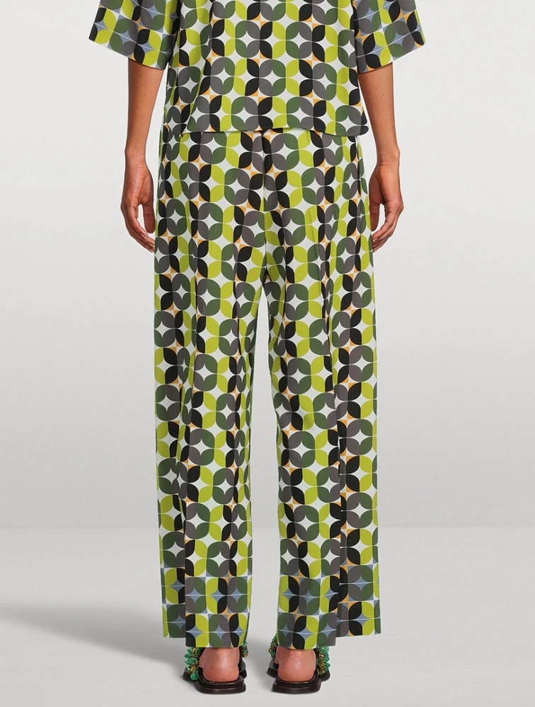 Puvis Wide-Leg Trousers Geometric Print