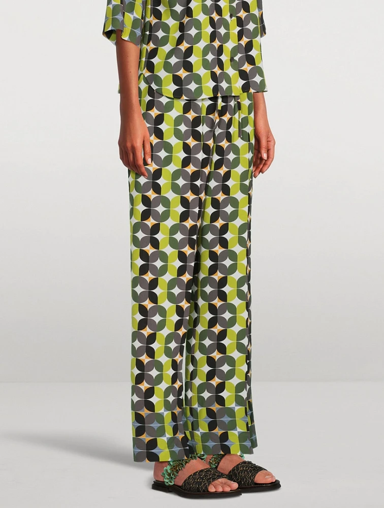 Puvis Wide-Leg Trousers Geometric Print