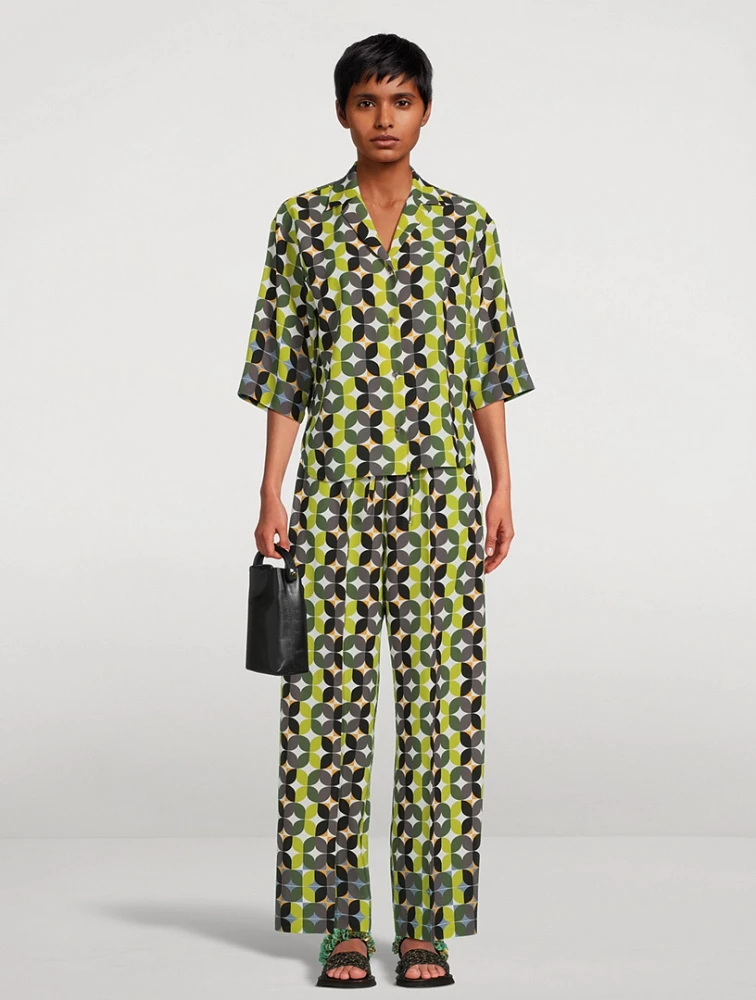 Puvis Wide-Leg Trousers Geometric Print