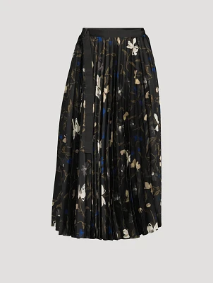 Pleated Midi Skirt In Floral Print