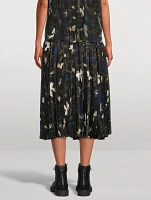 Pleated Midi Skirt In Floral Print