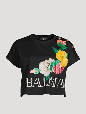 Cropped T-Shirt Roses Print