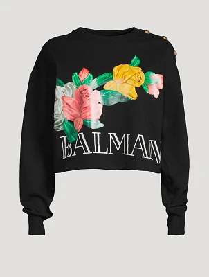 Cropped Sweatshirt Roses Print