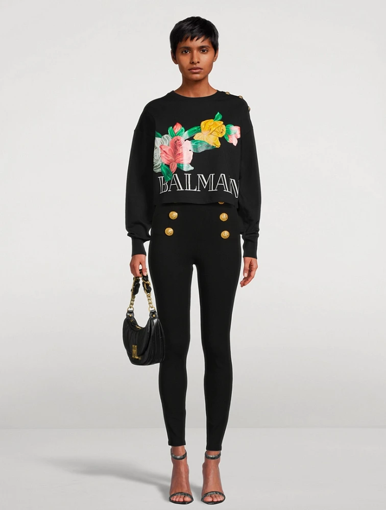 Cropped Sweatshirt Roses Print